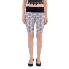 Scarab Pattern Egyptian Mythology Black And White Yoga Cropped Leggings by genx
