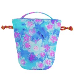 Blue And Hot Pink Succulent Underwater Sedum Drawstring Bucket Bag by myrubiogarden