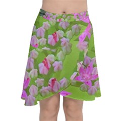 Hot Pink Succulent Sedum With Fleshy Green Leaves Chiffon Wrap Front Skirt by myrubiogarden