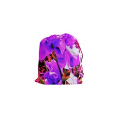 Abstract Ultra Violet Purple Iris On Red And Pink Drawstring Pouch (xs) by myrubiogarden