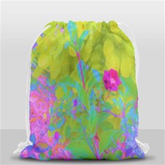 Red Rose With Stunning Golden Yellow Garden Foliage Drawstring Bag (small) by myrubiogarden