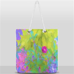 Red Rose With Stunning Golden Yellow Garden Foliage Full Print Rope Handle Tote (large) by myrubiogarden