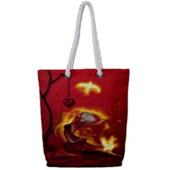 Wonderful Fairy Of The Fire With Fire Birds Full Print Rope Handle Tote (small) by FantasyWorld7