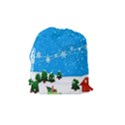 Elf On A Shelf In Sled Snowflakes Drawstring Pouch (Medium) View2
