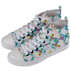 Graphic Design Geometry Shape Pattern Geometric Women s Mid-top Canvas Sneakers by Wegoenart