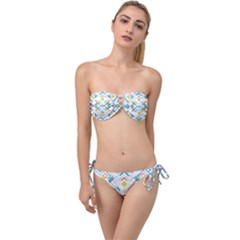 Graphic Design Geometry Shape Pattern Geometric Twist Bandeau Bikini Set by Wegoenart