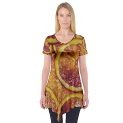 Blood Orange Fruit Citrus Fruits Short Sleeve Tunic  by Wegoenart