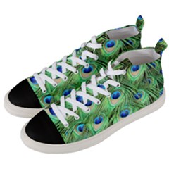 Peacock Feathers Peafowl Men s Mid-top Canvas Sneakers by Wegoenart