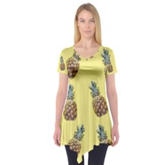 Pineapples Fruit Pattern Texture Short Sleeve Tunic  by Simbadda