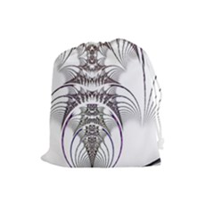 Fractal Delicate Intricate Drawstring Pouch (large) by Wegoenart