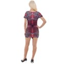 Fractal Diamond Circle Pattern Short Sleeve Asymmetric Mini Dress View2