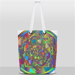 Mandala Star Interlocked Full Print Rope Handle Tote (small) by Wegoenart