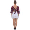 Abstract Circle Gem Pattern Tie Back Butterfly Sleeve Chiffon Top View2