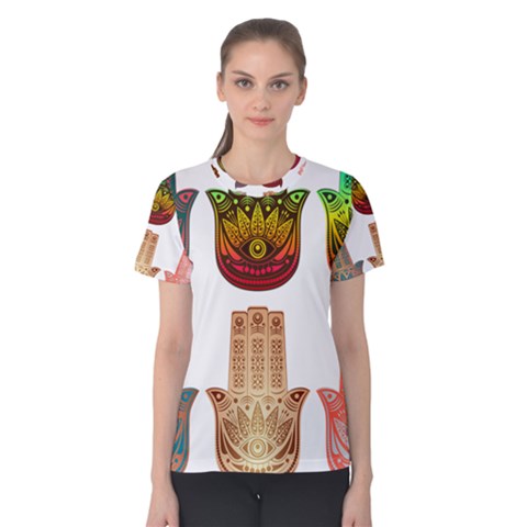 Evil Eye Protection Charm Colorful Women s Cotton Tee by Wegoenart