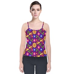 Pattern Illustration Background Velvet Spaghetti Strap Top by Wegoenart