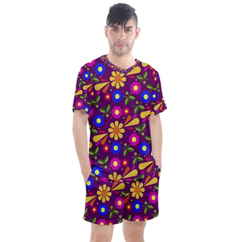 Pattern Illustration Background Men s Mesh Tee And Shorts Set by Wegoenart