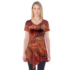Marbled Paper Mottle Color Movement Short Sleeve Tunic  by Wegoenart