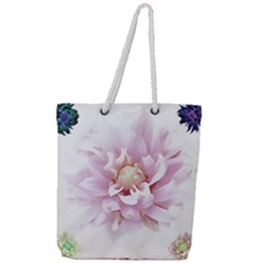 Abstract Transparent Image Flower Full Print Rope Handle Tote (large) by Wegoenart