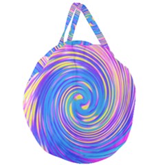 Cool Abstract Pink Blue And Yellow Twirl Liquid Art Giant Round Zipper Tote by myrubiogarden