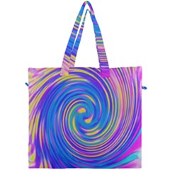 Cool Abstract Pink Blue And Yellow Twirl Liquid Art Canvas Travel Bag by myrubiogarden