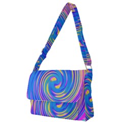 Cool Abstract Pink Blue And Yellow Twirl Liquid Art Full Print Messenger Bag by myrubiogarden