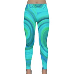 Groovy Cool Abstract Aqua Liquid Art Swirl Painting Classic Yoga Leggings by myrubiogarden