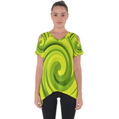 Groovy Abstract Green Liquid Art Swirl Painting Cut Out Side Drop Tee by myrubiogarden