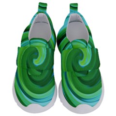 Groovy Abstract Turquoise Liquid Swirl Painting Kids  Velcro No Lace Shoes by myrubiogarden