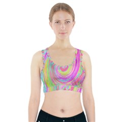 Groovy Abstract Pink And Blue Liquid Swirl Painting Sports Bra With Pocket by myrubiogarden