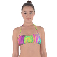 Groovy Abstract Purple And Yellow Liquid Swirl Halter Bandeau Bikini Top by myrubiogarden