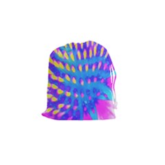 Pink, Blue And Yellow Abstract Coneflower Drawstring Pouch (small) by myrubiogarden