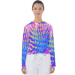 Pink, Blue And Yellow Abstract Coneflower Women s Slouchy Sweat by myrubiogarden