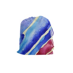 Painting Abstract Blue Pink Spots Drawstring Pouch (medium) by Pakrebo
