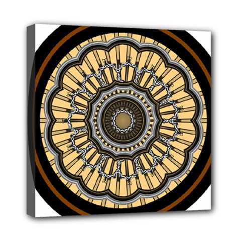 Mandala Pattern Round Ethnic Mini Canvas 8  X 8  (stretched) by Pakrebo