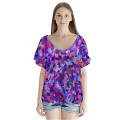 Buty V-neck Flutter Sleeve Top by artifiart