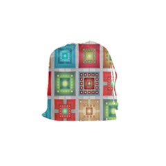 Tiles Pattern Background Colorful Drawstring Pouch (small) by Pakrebo