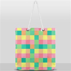 Checkerboard Pastel Squares Full Print Rope Handle Tote (large) by Pakrebo