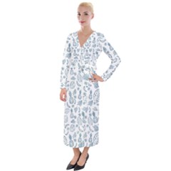 Tropical Pattern Velvet Maxi Wrap Dress by Valentinaart