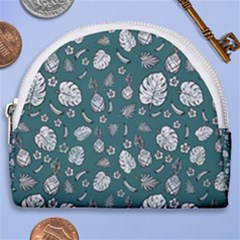 Tropical Pattern Horseshoe Style Canvas Pouch by Valentinaart