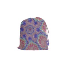 Purple Splat Fractal Art Drawstring Pouch (small) by Pakrebo