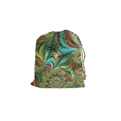 Fractal Artwork Pattern Digital Drawstring Pouch (small) by Pakrebo