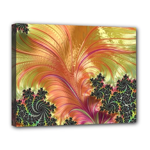 Fractal Feather Artwork Art Canvas 14  X 11  (stretched) by Pakrebo