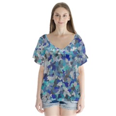 Winter V-neck Flutter Sleeve Top by artifiart