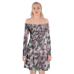 Gray Facets Off Shoulder Skater Dress by artifiart