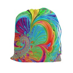 Fractal Art Psychedelic Fantasy Drawstring Pouch (xxl) by Pakrebo