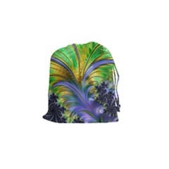 Fractal Gothic Dark Texture Drawstring Pouch (small) by Pakrebo