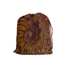 Copper Caramel Swirls Abstract Art Drawstring Pouch (large) by Pakrebo