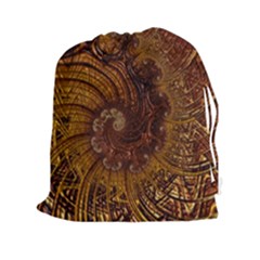 Copper Caramel Swirls Abstract Art Drawstring Pouch (xxl) by Pakrebo