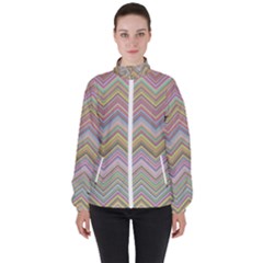 Chevron Colorful Background Vintage High Neck Windbreaker (women) by Pakrebo
