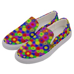 Neon Dots Men s Canvas Slip Ons by PurpleDuckyDesigns